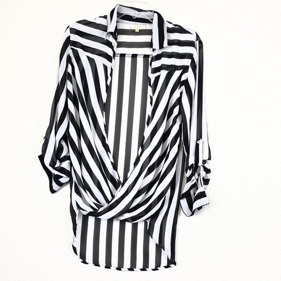 Marisol Tops - Marisol striped draped flowy top